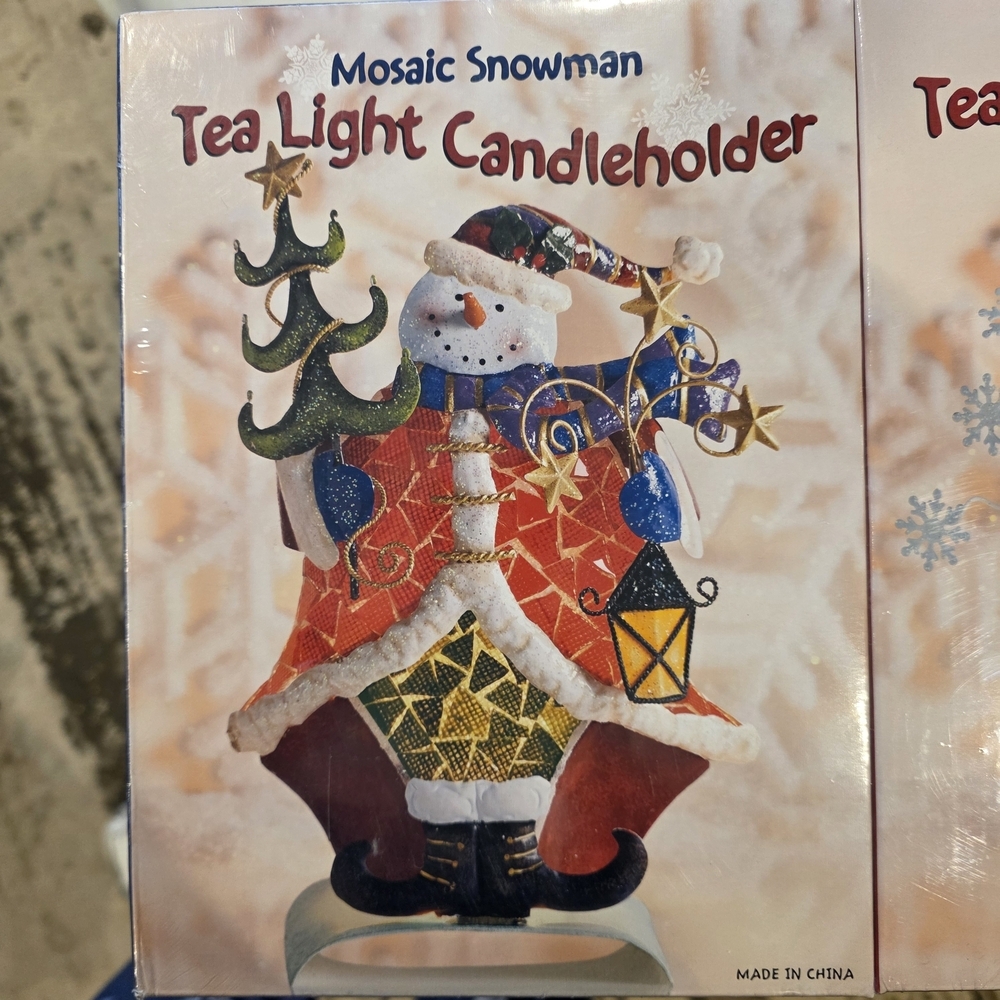 Mosaic Snowman Tea Light Candleholder
